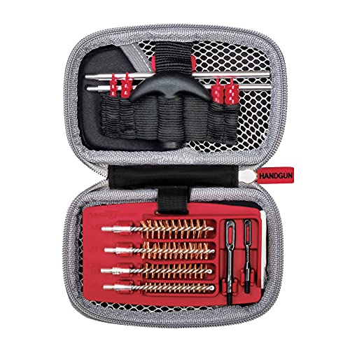 Real Avid Handgun Cleaning Kit: All in One 13 Piece Pistol Cleaning Kit With Cleaning Rod, Bore Brushes, Gun Cleaning Jags & Gun Cleaning Patches For .22 .357 9MM .38 .40 .44 & .45 Caliber Handguns