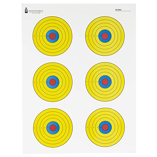 Action Targets PR-BE6, High Visibility Fluorescent 6 Bull's-EyeTarget, Black/Red/Yellow, 17.5